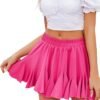 Women's Pleated Skater Skirt Basic Casual High Waisted Ruffles Flared Mini Lingerie Skirts