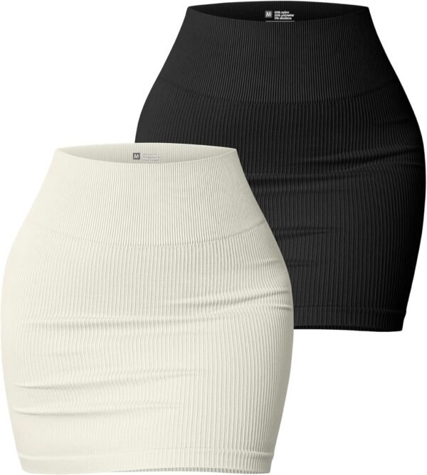 Women's 2 Piece Skirts Basic Versatile Stretchy Ribbed Casual High Waist Mini Skirt