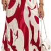 Women's High Waist Graphic Print A Line Pleated Long Skirt
