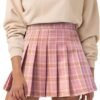 Women's Girl High Waisted Pleated Tennis Skirt School A-Line Skater Skirts with Lining Shorts