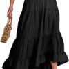 Women Summer Maxi Skirt Elastic High Waist Flowy Boho Casual Tiered Aline Long Beach Skirts 2024 Trendy Outfits