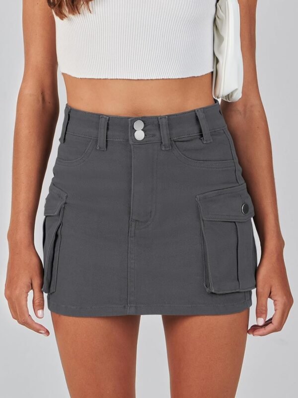 Skirt Women Button Mini Skirt with Pocket Y2k Bodycon 2024 Trendy Denim Jean Short Skirts
