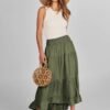 Women Summer Maxi Skirt Elastic High Waist Flowy Boho Casual Tiered Aline Long Beach Skirts 2024 Trendy Outfits