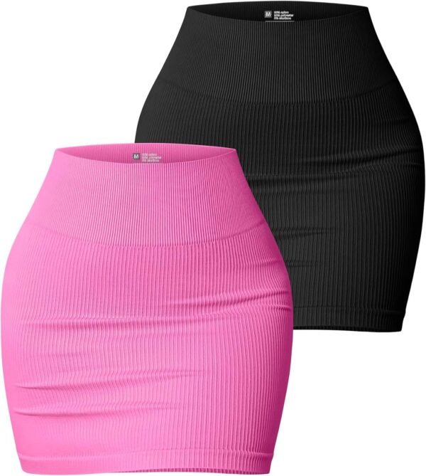 Women's 2 Piece Skirts Basic Versatile Stretchy Ribbed Casual High Waist Mini Skirt