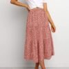 Women's Boho Leopard Print Skirt Pleated A-Line Swing Midi Skirts