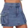 Skirt Women Button Mini Skirt with Pocket Y2k Bodycon 2024 Trendy Denim Jean Short Skirts