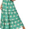 Women's 2024 Spring Summer High Waist Boho Floral Maxi Skirt Casual Flowy Swing Pleated A Line Beach Long Skirts