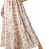 Women's 2024 Spring Summer High Waist Boho Floral Maxi Skirt Casual Flowy Swing Pleated A Line Beach Long Skirts