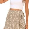 Women's Summer Wrap Floral High Waist Ruffle Short Mini Skirts