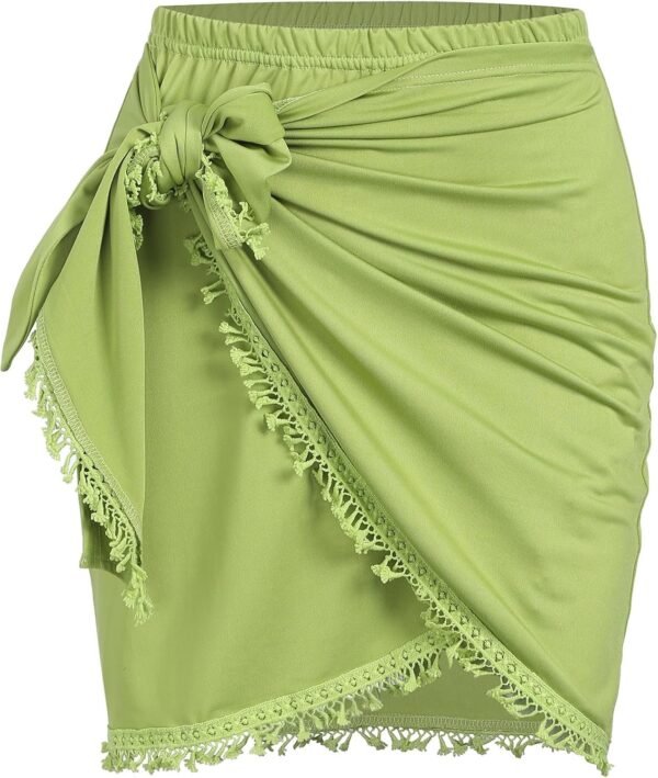Slit Skirt for Women Boho Print Tie Side Wrap Tassel Casual Beach Mini Skirt