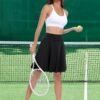 Knee Length Skorts Skirts for Women 2024 Summer High Waisted Golf Tennis Skirt Casual Travel Built-in Shorts Clothes