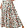 Women's 2024 Spring Summer High Waist Boho Floral Maxi Skirt Casual Flowy Swing Pleated A Line Beach Long Skirts