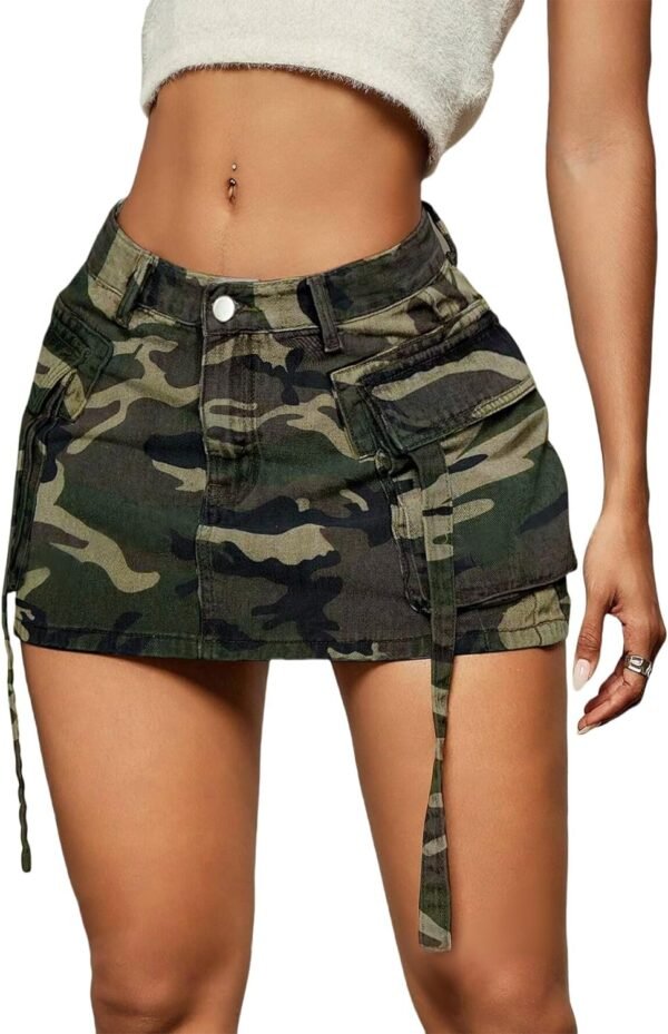 Skirt Women y2k Button Mini Jeans Skirt Denim Skirt with Pocket Low Waist