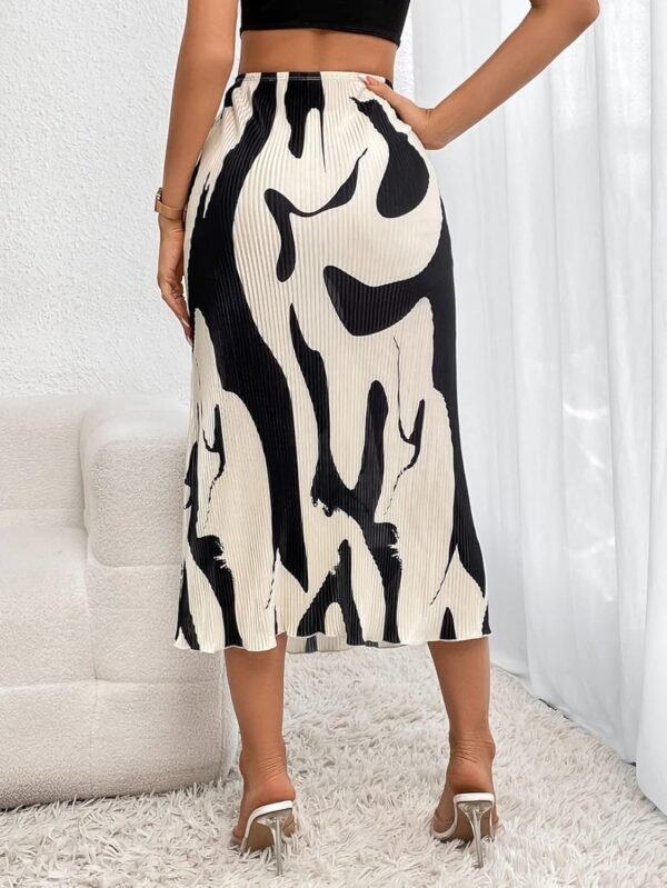 Women's High Waist Graphic Print A Line Pleated Long Skirt