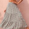Women's 2024 Spring Summer High Waist Boho Floral Maxi Skirt Casual Flowy Swing Pleated A Line Beach Long Skirts
