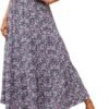 Women's 2024 Spring Summer High Waist Boho Floral Maxi Skirt Casual Flowy Swing Pleated A Line Beach Long Skirts